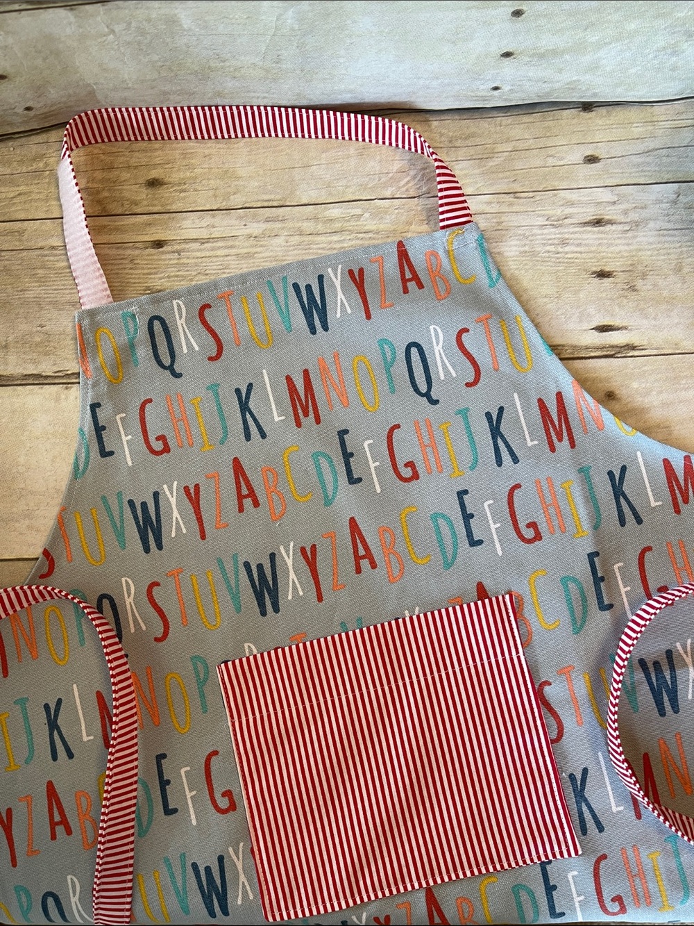 Alphabet Kids Apron Fits Ages 3-8 Heavy Cotton Single Thickness